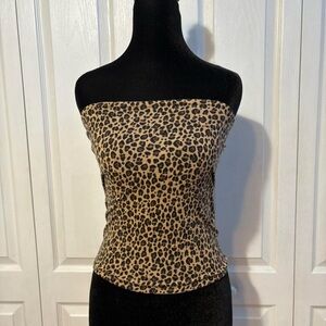 Edikted Animal Print Strapless Crop Top